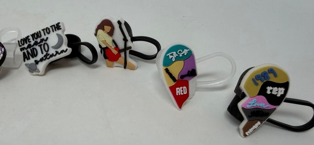 Taylor Swift Inspired Silicone Reusable 12 Straw Covers & Toppers for Tumblers
